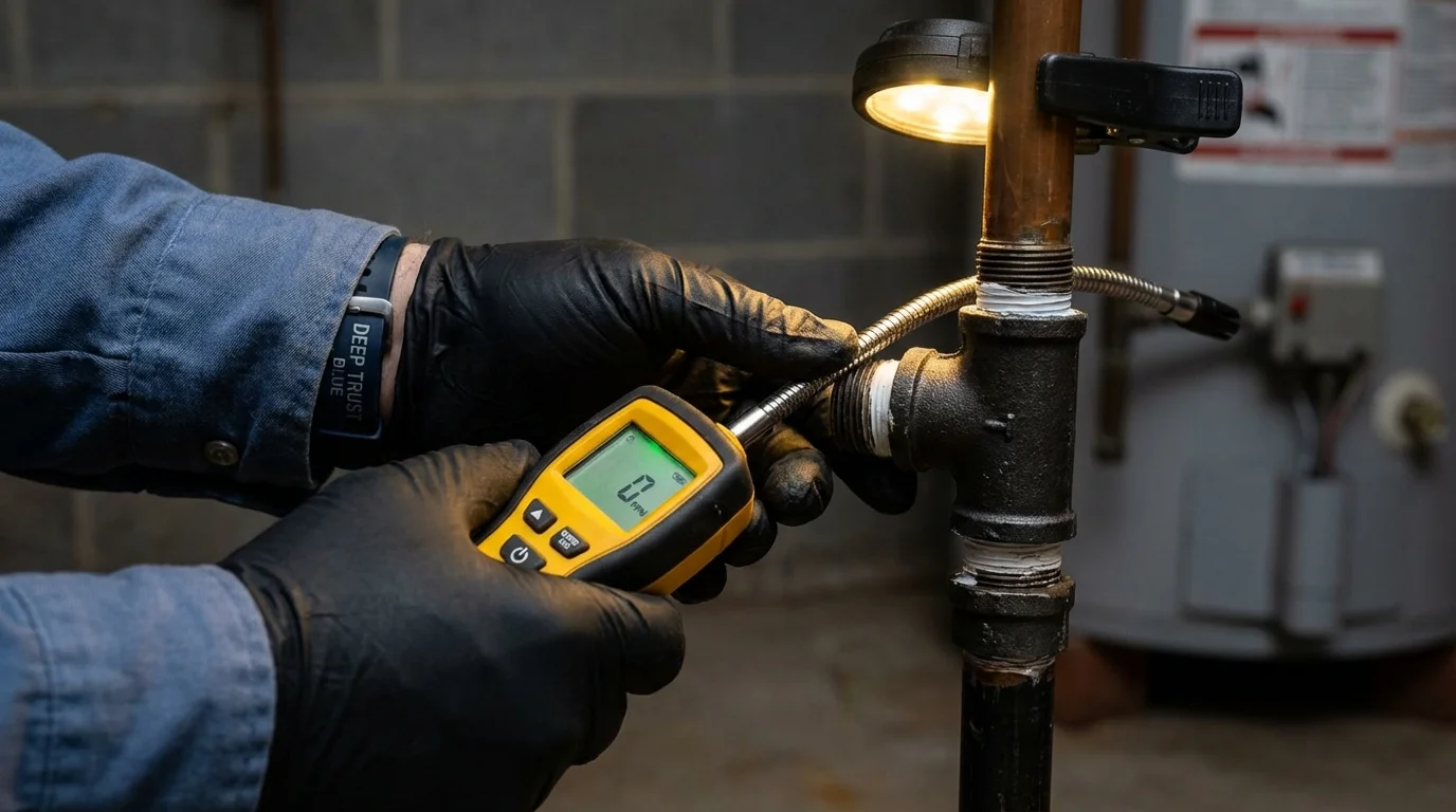 Gas leak detection with electronic sniffer by Johns Plumbing LLC in Worcester